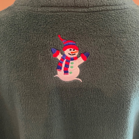 Bobbi Brooks Forest Green Snowman Christmas Fleece Cardigan, Size Large - Picture 5 of 11